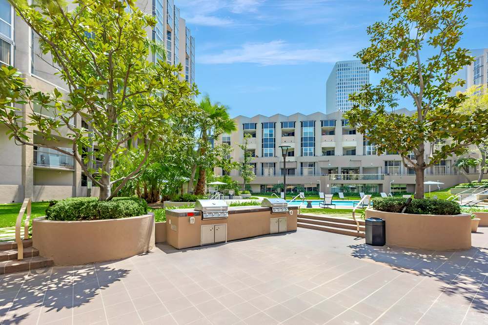 BBQ grilling station at Promenade Towers in Los Angeles, California