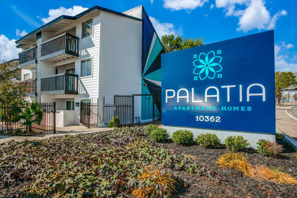 Sign board at Palatia Apartment Homes in San Antonio, Texas