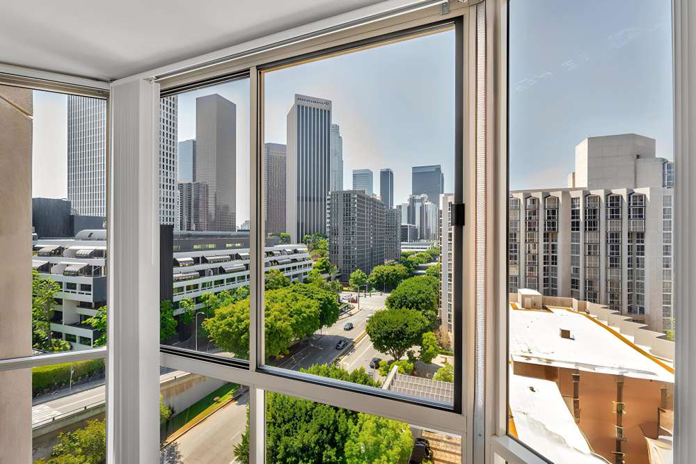View from living room at Promenade Towers in Los Angeles, California