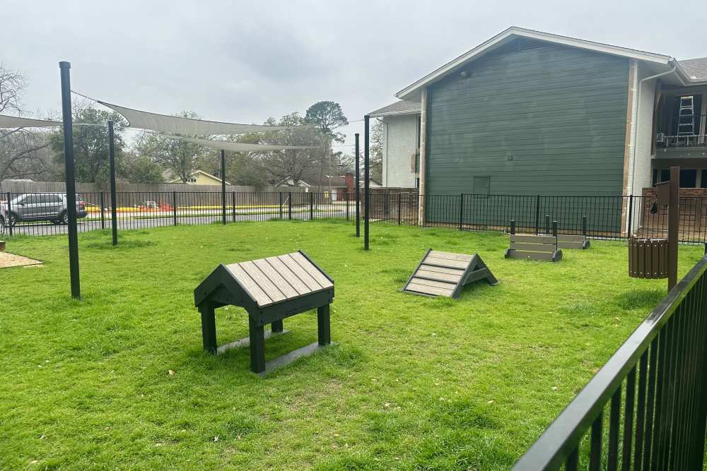 Community dog park at Tribecca Pointe Apartments in Hurst, Texas