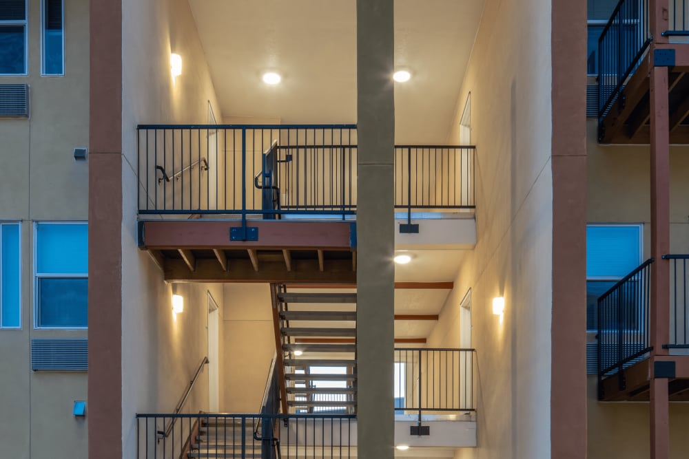 Staircase to apartment homes at 550 Paseo Apartments in Rio Rancho, New Mexico