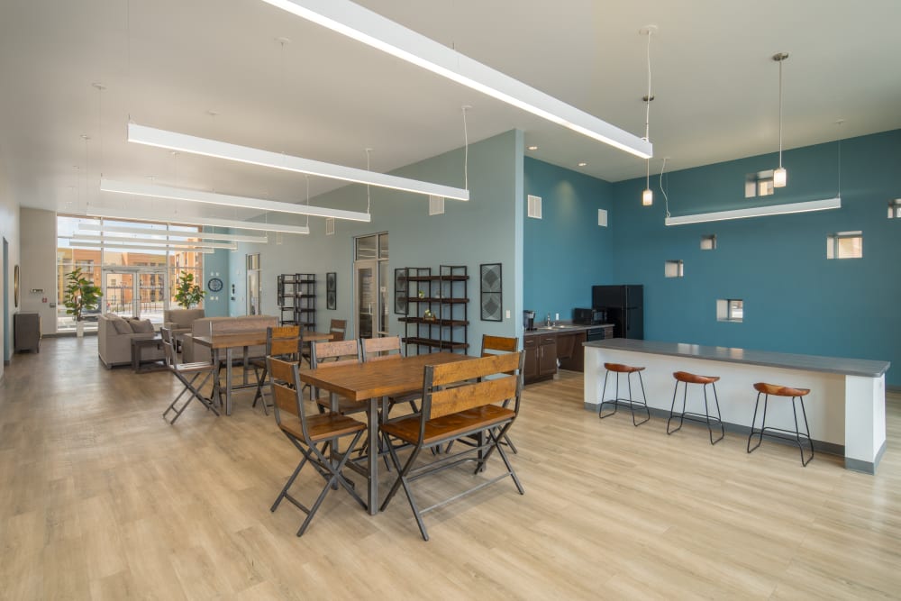 Clubhouse Kitchen and lounge at 550 Paseo Apartments in Rio Rancho, New Mexico