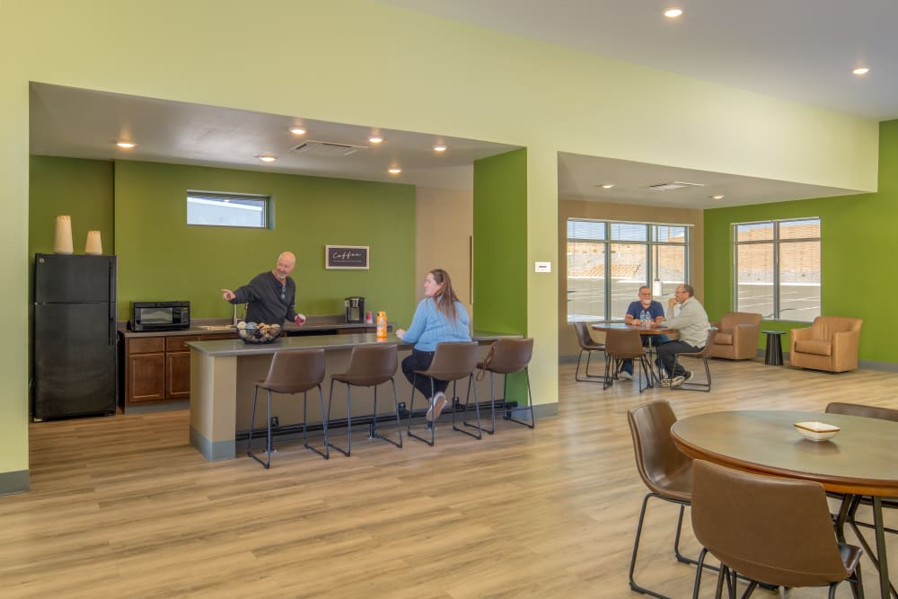Clubhouse kitchen area at Casa de Encantada Senior Apartments in Rio Rancho, New Mexico