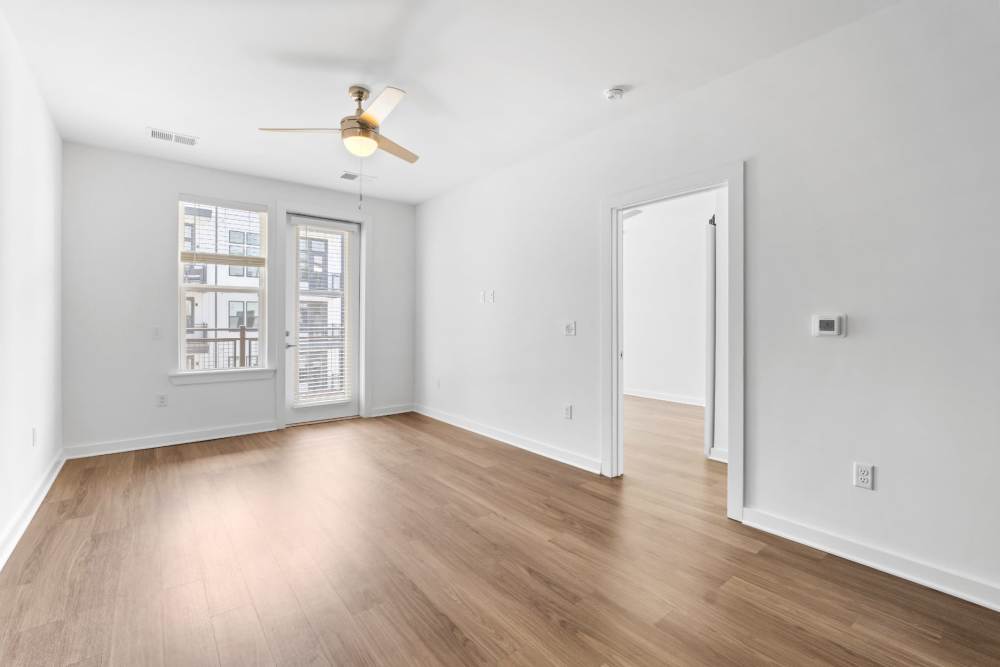 Unfurnished room with ceiling fan at The Alder on Dabney in Richmond, Virginia