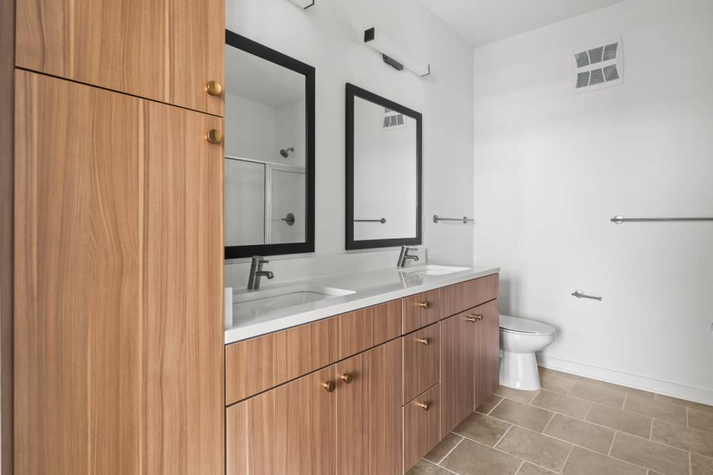 Spacious bathroom at The Alder on Dabney in Richmond, Virginia