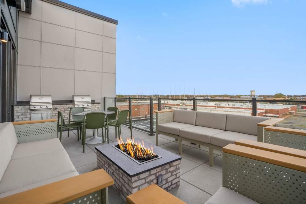 Rooftop lounge with fire pit at The Alder on Dabney in Richmond, Virginia