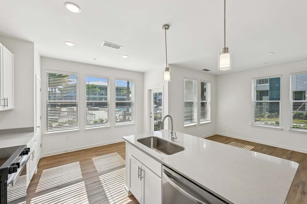 large kitchen island brand new apartment
