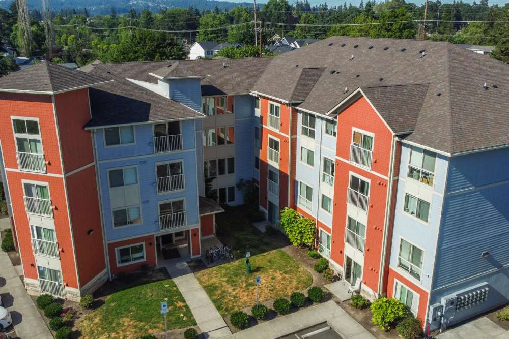 Aerial view of Blanton Commons in Beaverton, Oregon