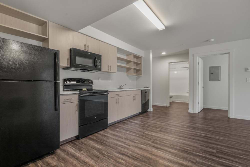 Spacious kitchen at Blanton Commons in Beaverton, Oregon