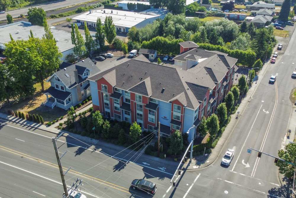 View of the community and streets at Blanton Commons in Beaverton, Oregon