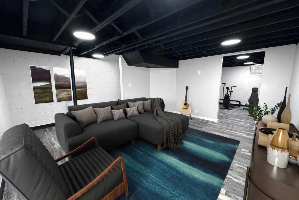 Living room with sofa and couch at Eden Green Townhomes in Columbus, Ohio