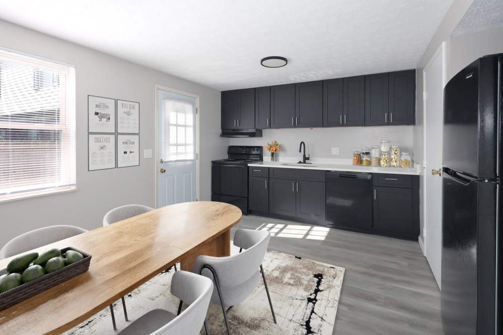 Dining area with view to kitchen at North Eden Townhomes in Columbus, Ohio