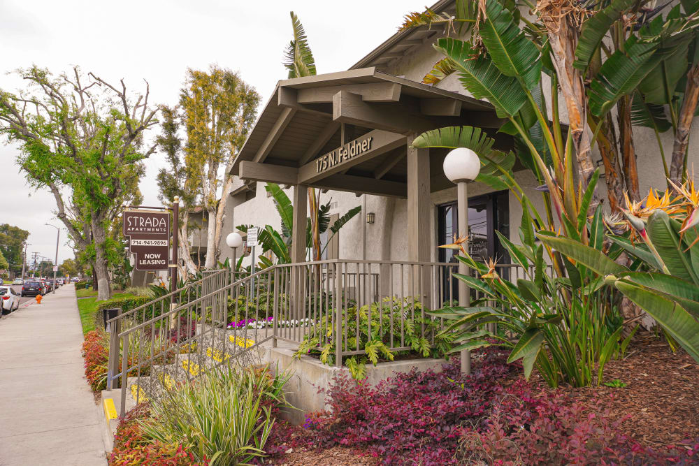 Property entrance at Strada Apartments in Orange, California