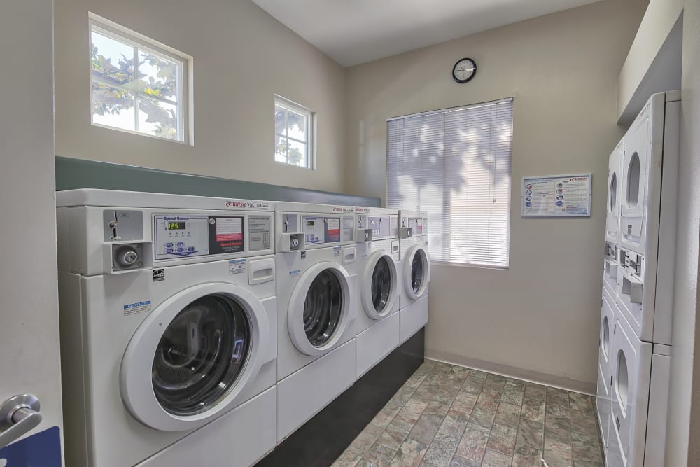 Laundry facilities at Vista Alicante in La Mirada, California