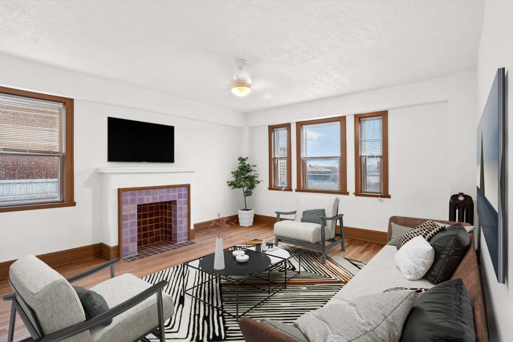 Spacious living room at Detroit Living in Detroit,Michigan
