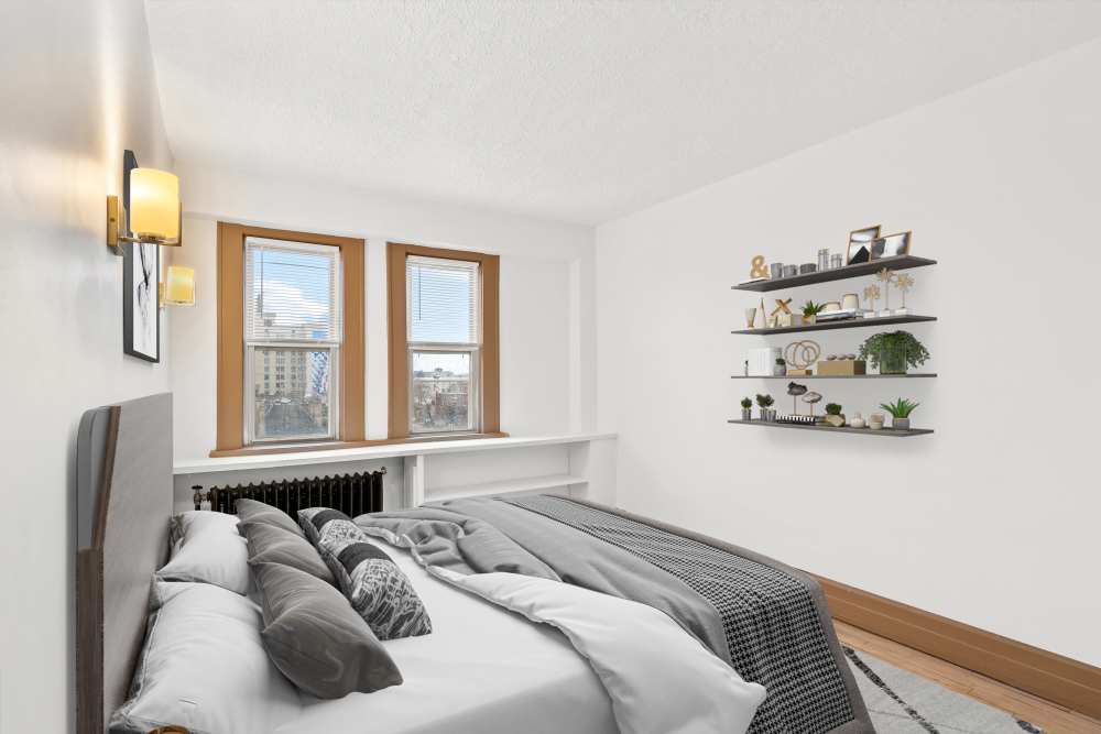 Bright bedroom at Detroit Living in Detroit,Michigan