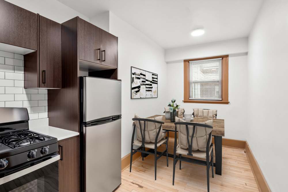 Kitchen with latest appliances at Detroit Living in Detroit,Michigan
