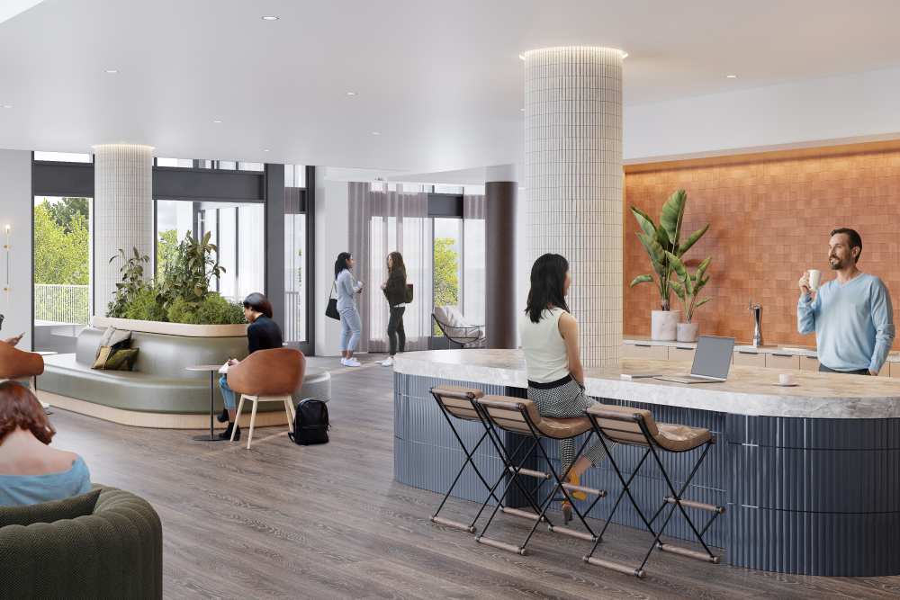 Lounge area at St. Albans Lofts in Raleigh, North Carolina