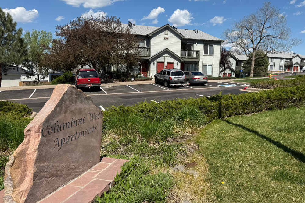 Exterior of an apartment building at Columbine Apartments