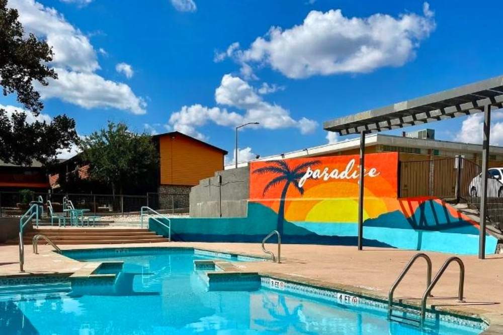 Spacious swimming pool at Flats On Wakefield in San Antonio,Texas