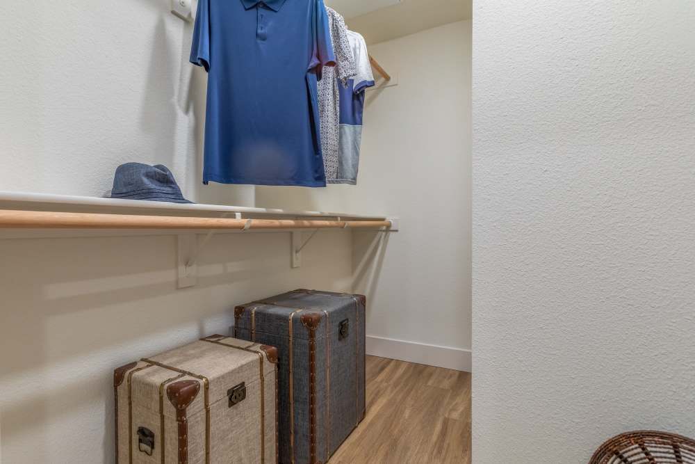 Walk-in closet in a home at The Fields in Milpitas, California