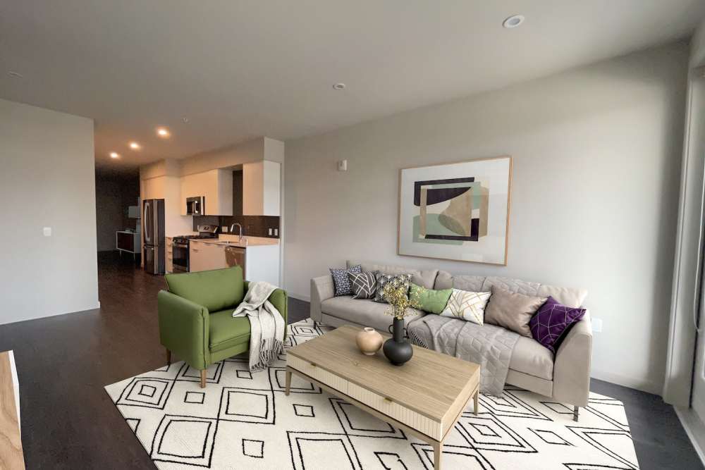 Cozy living room at The Fields in Milpitas, California