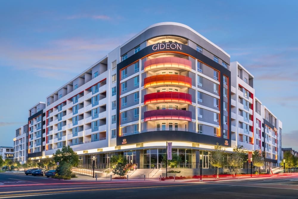 Exterior of the Gideon building at The Fields in Milpitas, California