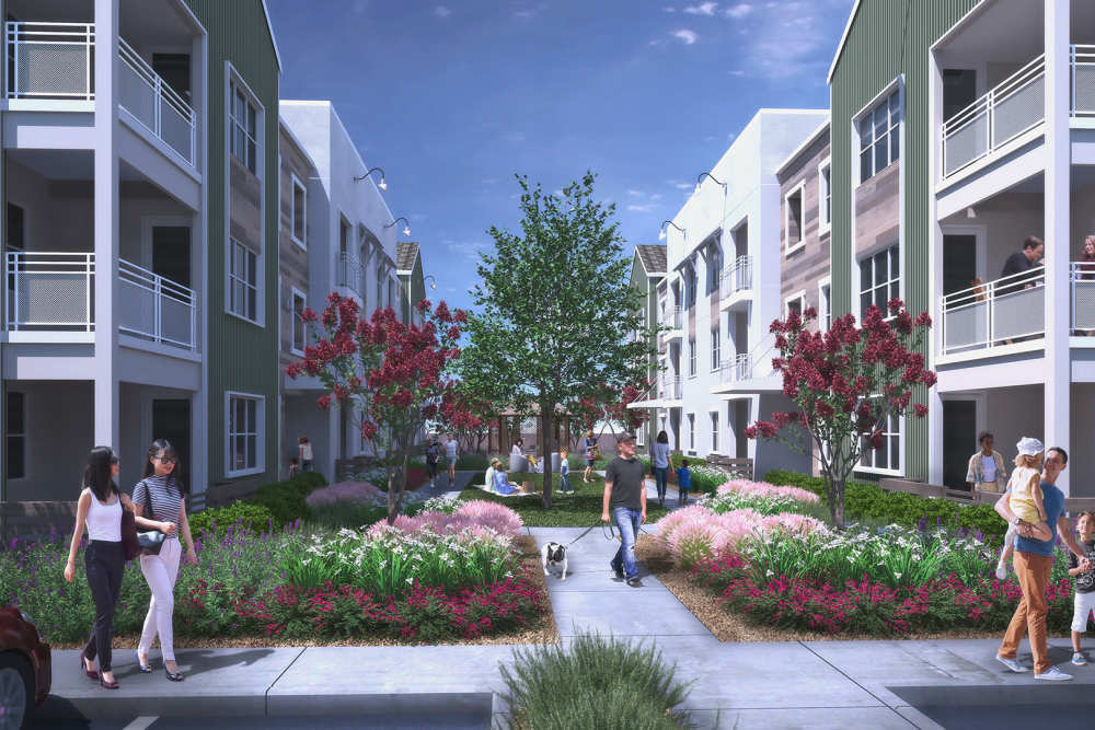 Residents walking around the property at Norco Valley Square in Norco,California