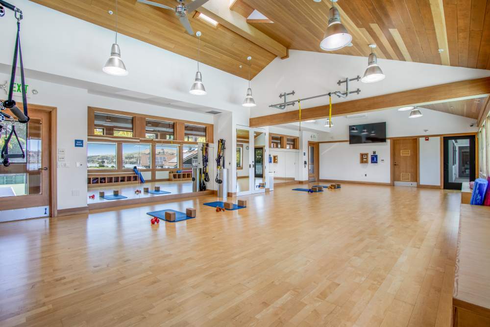 Spacious fitness center at Harbor Point Apartments in Mill Valley, California