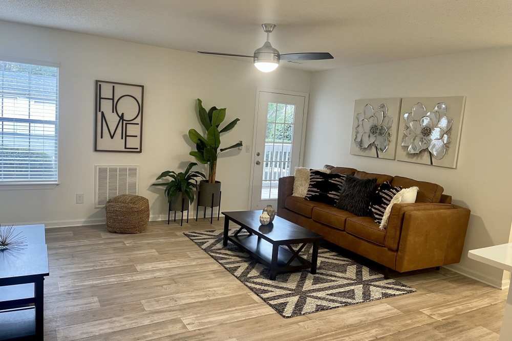 View of modern living room at Park on Gilder Creek in Mauldin, South Carolina