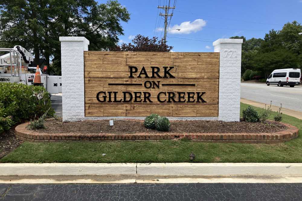 Signboard at Park on Gilder Creek in Mauldin, South Carolina
