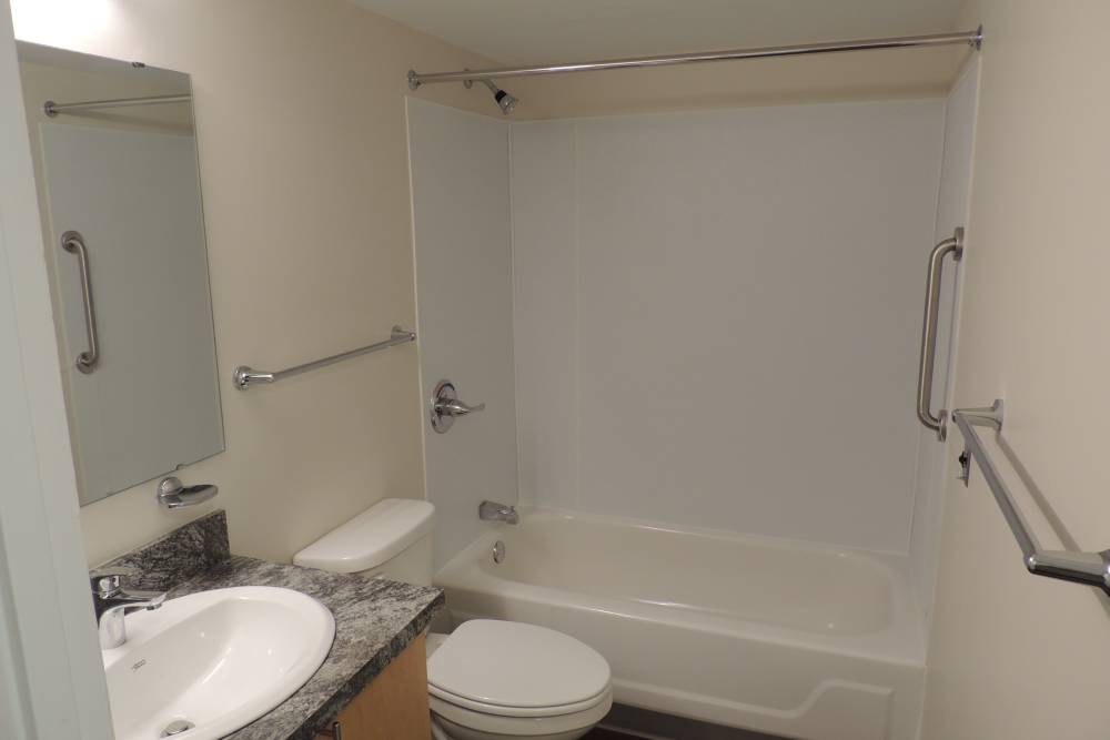 Apartment bathroom at Capital Towers in Raleigh, North Carolina