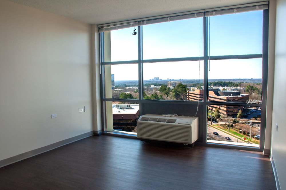 Wood-style flooring in an apartment at Capital Towers in Raleigh, North Carolina