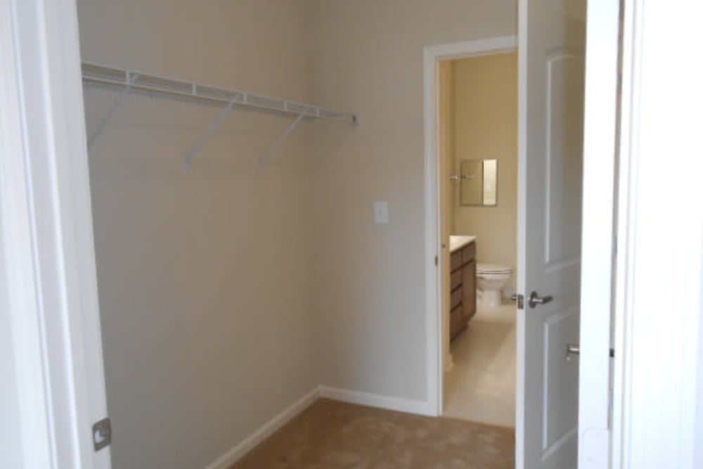 Spacious closet in an apartment at Ellsworth Commons Apartments in Greenville, North Carolina