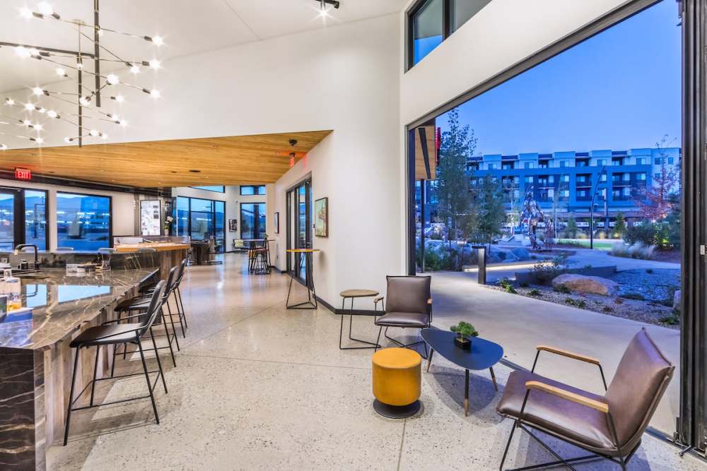 Indoor resident lounge community at Reno Experience District in Reno,