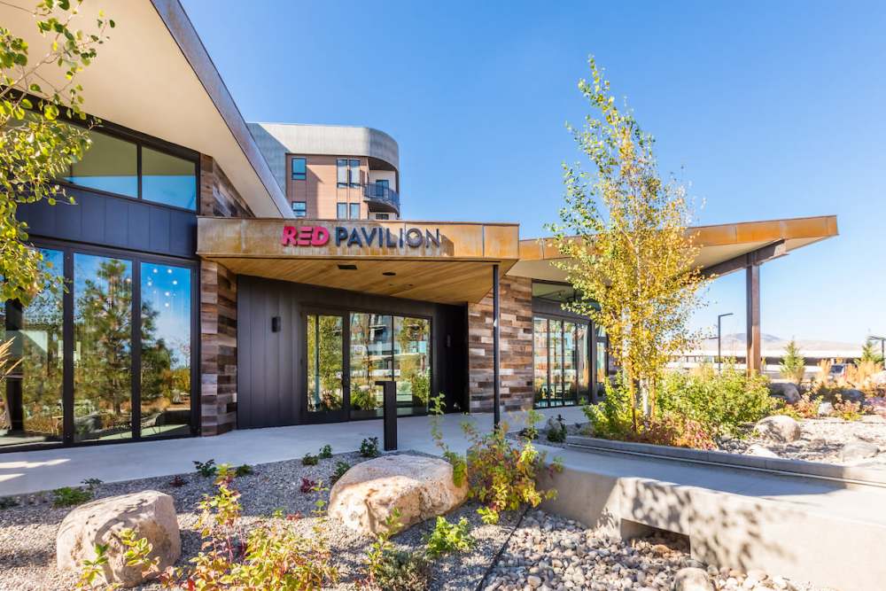Exterior leasing office at Reno Experience District in Reno,