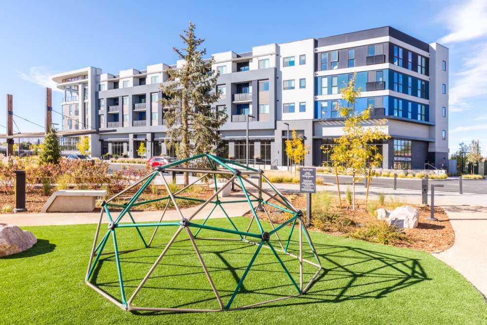 Lush landscaping at Reno Experience District in Reno,