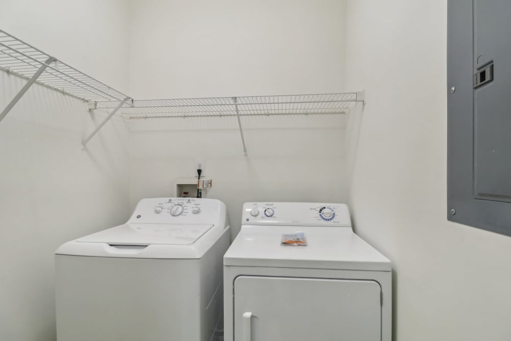 Washer and dryer area at Malvern Lakes Apartments in Fredericksburg, Virginia