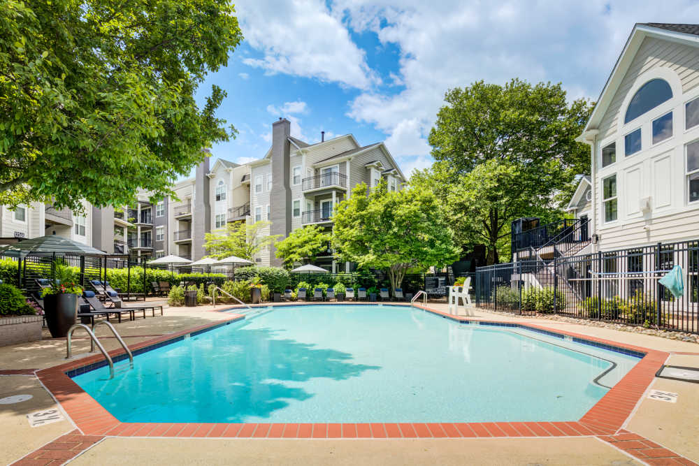 Sunny day at the pool at Knoll at Fair Oaks in Fairfax, Virginia