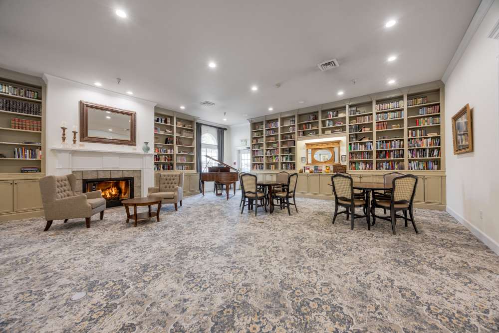 Library and den with fireplace at Truewood by Merrill, Vancouver in Vancouver, Washington