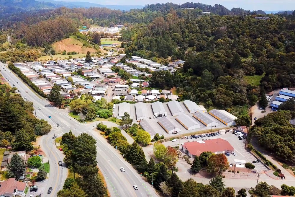 Aerial view at BuxBear Storage Aptos in Aptos, California