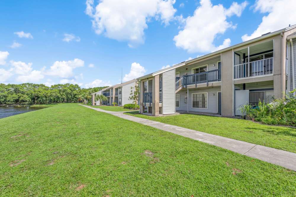 Exterior of apartments at Clipper Cove Apartments in Boynton Beach, Florida