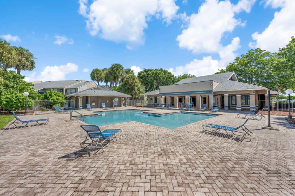 Swimming pool at Clipper Cove Apartments in Boynton Beach, Florida