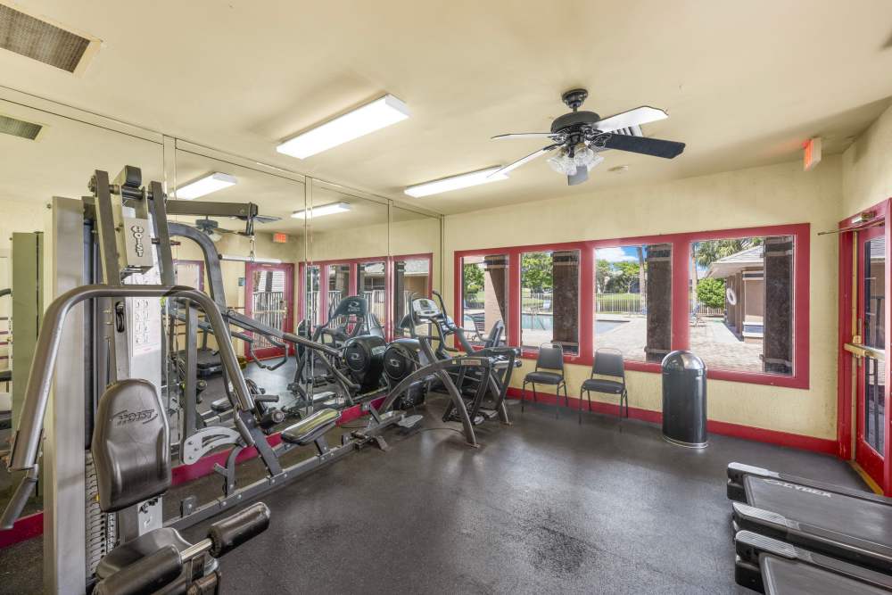 Fitness center at Clipper Cove Apartments in Boynton Beach, Florida