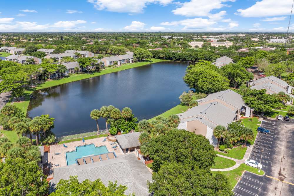 Beautiful lakeview of community at Clipper Cove Apartments in Boynton Beach, Florida