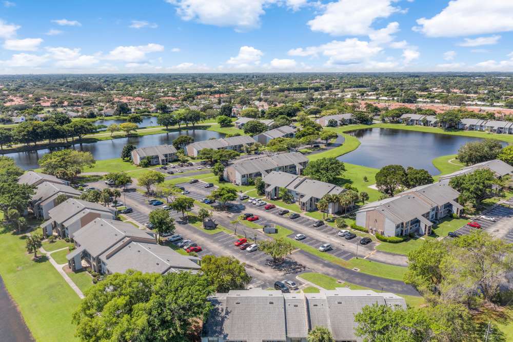 Aerial view of community at Clipper Cove Apartments in Boynton Beach, Florida