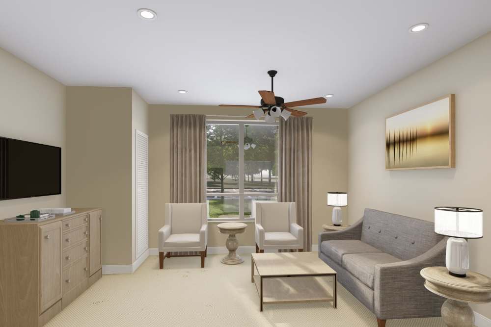 Modern Apartments with vibrant living room at Harmony at Morning Grove in Memphis, Tennessee