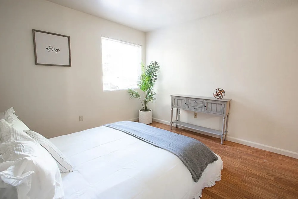 Spacious bedroom at Walnut Apartments in Santa Rosa, California