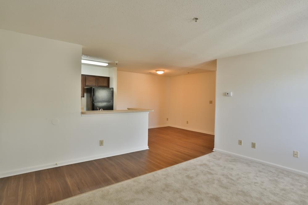 Unfurnished living room with carpet flooring at Chickahominy Bluff in Mechanicsville,Virginia