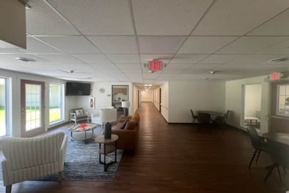 Clubhouse with large window at Rolling Brook Apartments in Algonac, Michigan